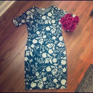 LulaRoe Julia Dress XL Teal And White Floral BNWT